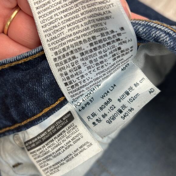 Levis 505 Medium Wash Blue Mens‎ 34x32 Regular Fit Straight Leg Jeans Red Tab - Picture 4 of 10